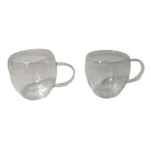 Hand Blown Borosilicate Coffee Mugs‎ Tea Cups Clear Lightweight Double Sided